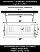 Keystone Amish Co. 4 Foot Franklin Red Cedar Porch Swing without Cup Holders