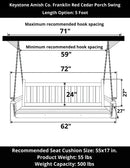 Keystone Amish Co. 5 Foot Franklin Red Cedar Porch Swing without Cup Holders