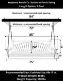 Keystone Amish Co. Sunburst Porch Swing, 6 Foot, Carribean Blue