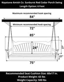 Keystone Amish Co. 6 Foot Sunburst Red Cedar Porch Swing With Cupholders