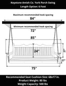 Keystone Amish Co. 6 Foot York Porch Swing, Unfinished
