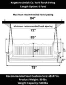 Keystone Amish Co. 6 Foot York Porch Swing, Grey Stain