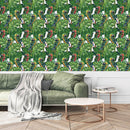 Palm Leaves with Parrots Wallpaper