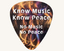 Know Music Know Peace, No Music No Peace Guitar Pick Metal Art