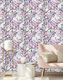 White Wallpaper with Apricot Tree