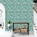 Light Green Wallpaper with Flowers