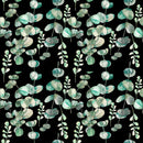 Green Leaves on Black Wallpaper