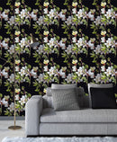Modish Gentle Flowers on Dark Background Wallpaper Smart