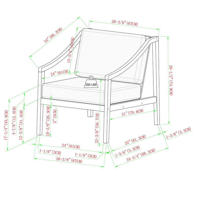 Cologne Modern 4-Piece Patio Chat Set