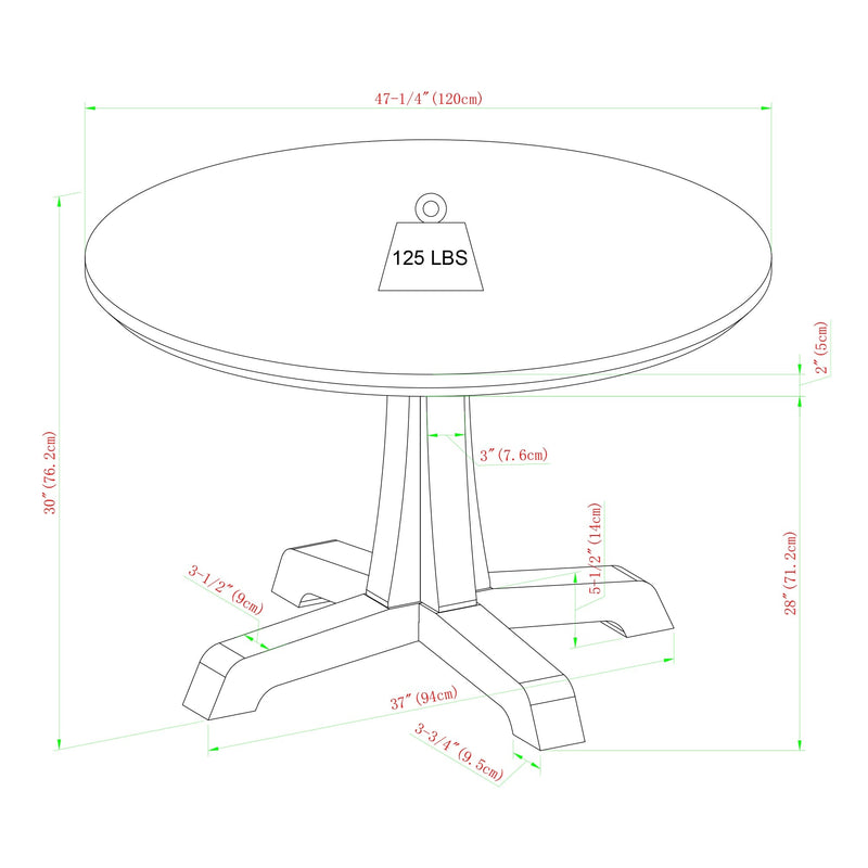48" Round Dining Table with Pedestal Base