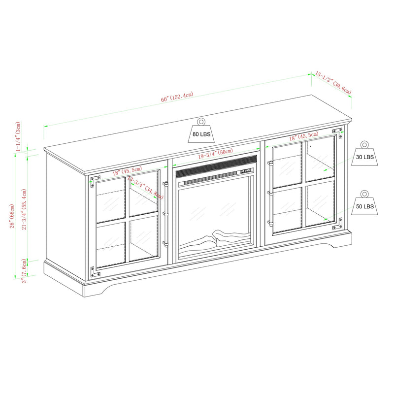 Abigail 60" 2 Door Fireplace Console