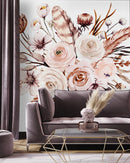Vintage Flowers on White Background Wallpaper
