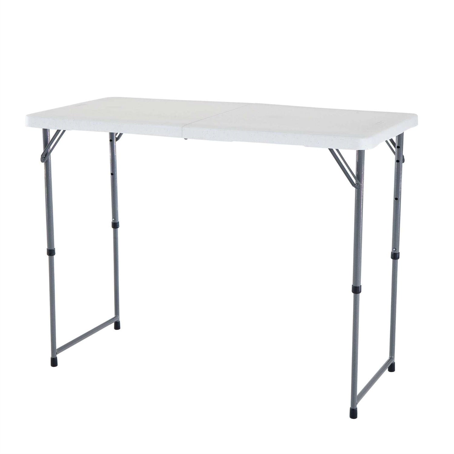 Adjustable Height White HDPE Folding Table with Powder Coated Steel Fr