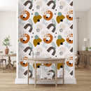 Geometrical Elements with Leaves Wallpaper