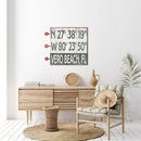 Customizable Stacked Coastal Green Latitude Longitude Sign | Wall Art Print on Real Wood
