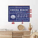 Customizable Coastal Navy Blue 'Fun Facts' Sign | Wall Art Beach Print on Real Wood | Portrait Size