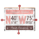 Personalized Coastal Town Location Coordinates Latitude Longitude Wooden Sign | Wall Art Print on Real Wood | Custom Beach Lake Island Decor
