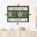 Customizable Lodge Coordinates Green | Wall Art Print on Real Wood