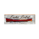 Lake Petit Red Canoe Grey Latitude Longitude | Wall Art Print on Real Wood
