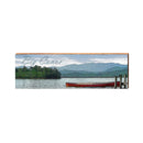 Big Canoe Red Canoe on Lake with Mountains | Wall Art Print on Real Wood