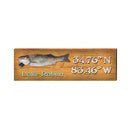 Lake Rabun Fish Gold Latitude Longitude | Wall Art Print on Real Wood