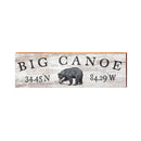Big Canoe Black Bear White Minimalist Latitude Longitude | Wall Art Print on Real Wood