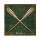 Big Canoe Crossed Paddles Green | Wall Art Print on Real Wood