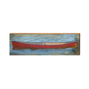 Red Canoe in Water | Wall Art Print on Real Wood
