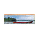 Big Canoe Red Canoe on Lake | Wall Art Print on Real Wood