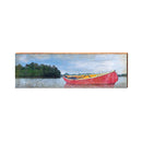 Big Canoe Red Canoe Side on Lake | Wall Art Print on Real Wood