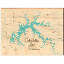 Lake Bound Map of Dale Hollow Lake | Wall Art Print on Real Wood