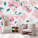 Voguish Modern Pink Flowers Wallpaper