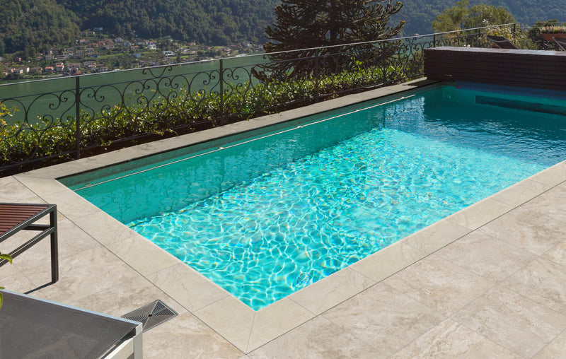 Tuscany Aegean Pearl 16"x24" Marble Pool Coping - MSI Collection pool view