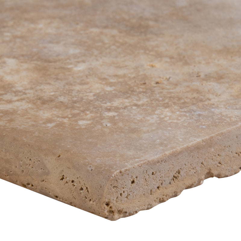 Tuscany Beige 12"x24" Brushed Travertine Pool Coping - MSI Collection product shot coping tile edge view