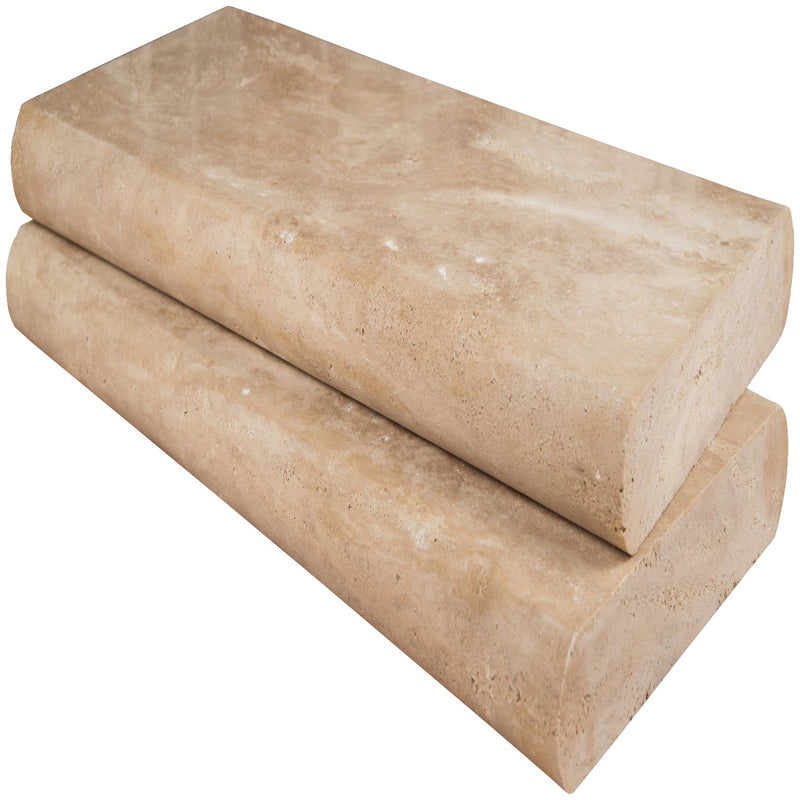 Tuscany Beige 12"x24" Brushed Double Bullnose Travertine Pool Coping - MSI Collection product shot multi coping view