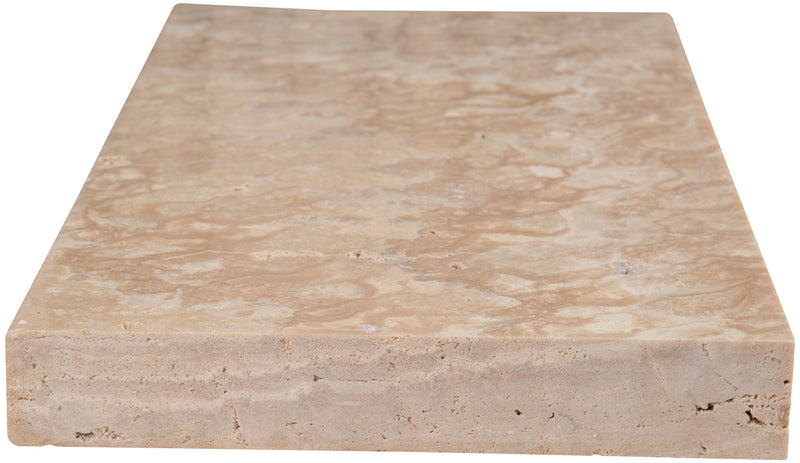 Tuscany Beige 12"x24" Brushed Travertine Pool Coping - Eased Edge - MSI Collection product shot side edge view