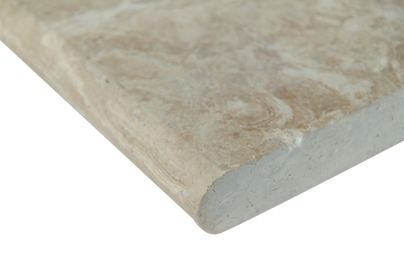 Tuscany Beige 12"x24" Brushed Travertine Pool Coping - MSI Collection room shot edge tile view