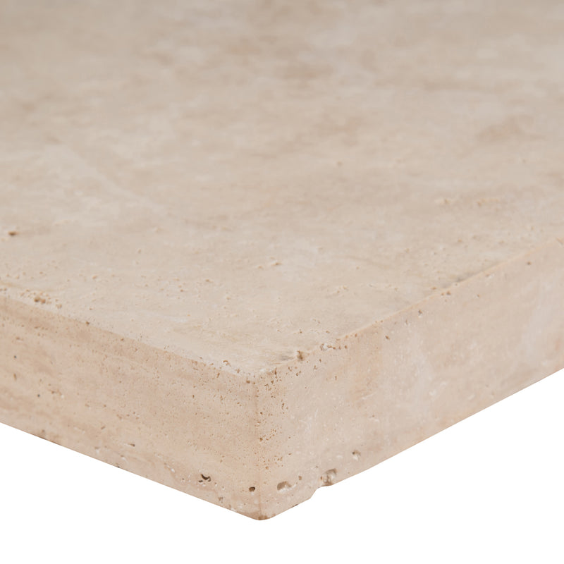 Tuscany Beige 16"x24" Travertine Pool Coping- Eased Edge - MSI Collection product shot side edge view
