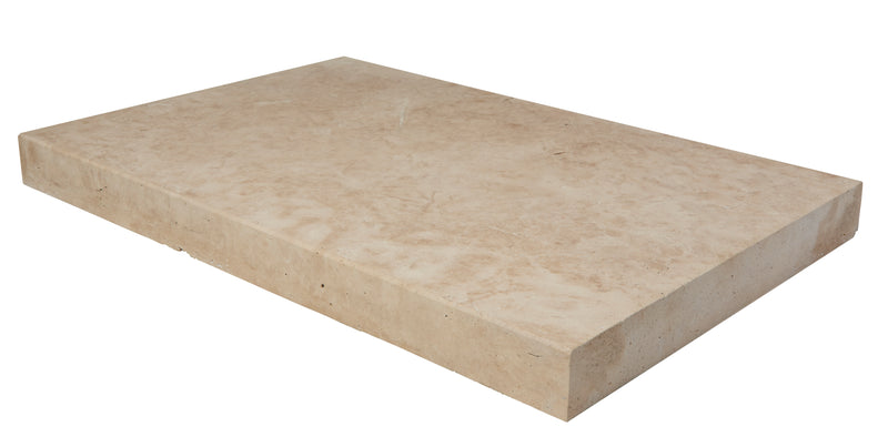 Tuscany Beige 16"x24" Brushed Travertine Pool Coping- Eased Edge - MSI Collection product shot edge view