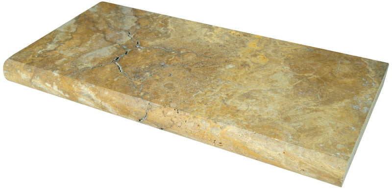 Tuscany Riviera Coping 12"x24" Brushed Travertine Pool Coping - MSI Collection side view