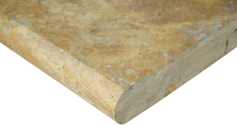 Tuscany Riviera Coping 12"x24" Brushed Travertine Pool Coping - MSI Collection edge view 2