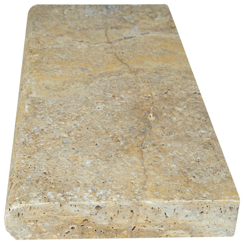Tuscany Scabas 12"x24" Brushed Travertine Pool Coping - MSI Collection product shot edge view