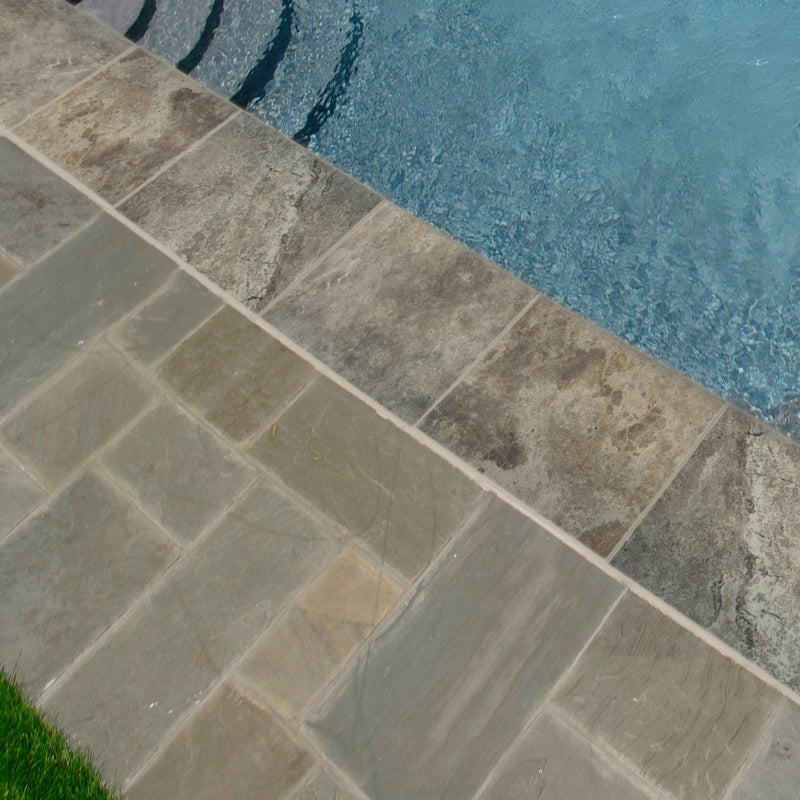 Tuscany Silver 16"x24" Honed Travertine Pool Coping - MSI Collection room shot outdoor view
