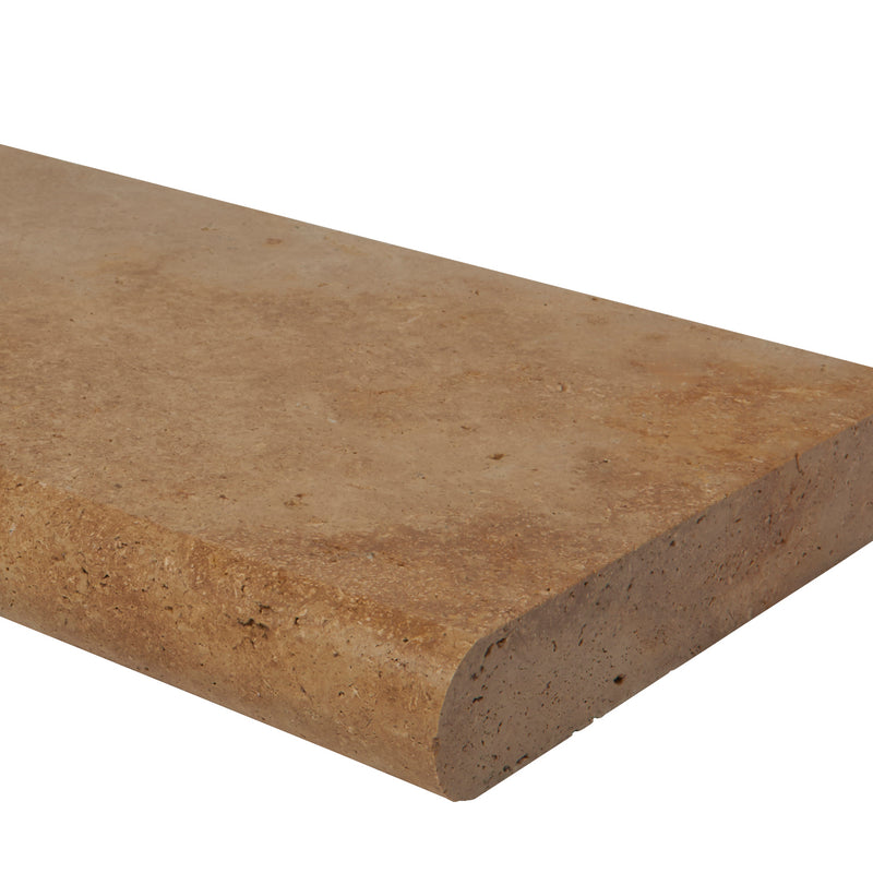 Tuscany Walnut 12"x24" Brushed Travertine Pool Coping - MSI Collection product shot edge view