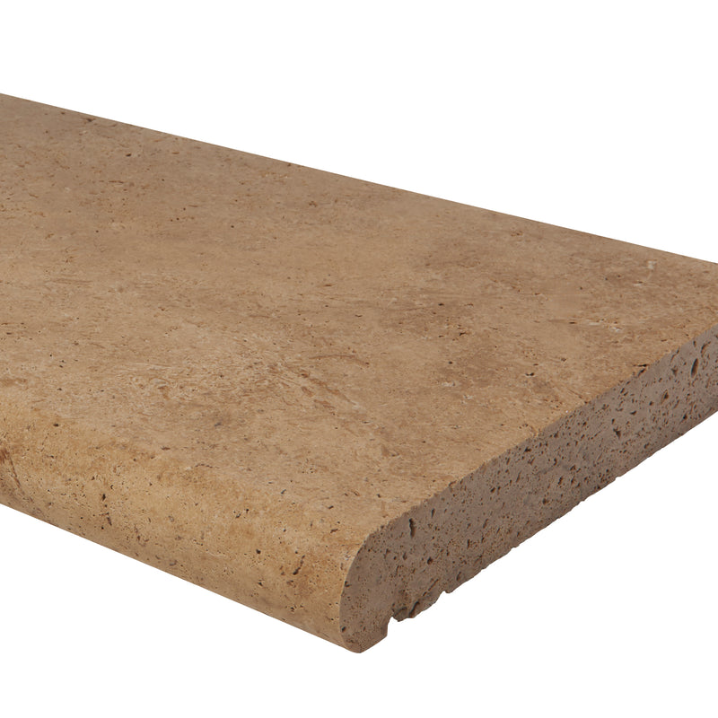 Tuscany Walnut 16"x24" Brushed Travertine Pool Coping - MSI Collection product shot edge view