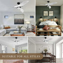 Black 54" DC Motor 6 Speed Ceiling Fan with LED Lighting