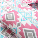Twin Southwest Indian Style Polyester Pink Blue Striped Reversible Quilt Set