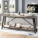 Heavy Duty 70-inch Industrial Grey Wood Top Sofa Table with Black Metal Frame