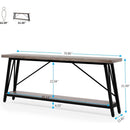 Heavy Duty 70-inch Industrial Grey Wood Top Sofa Table with Black Metal Frame