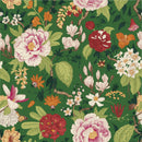 Brightly Flowers on Green Background Wallpaper